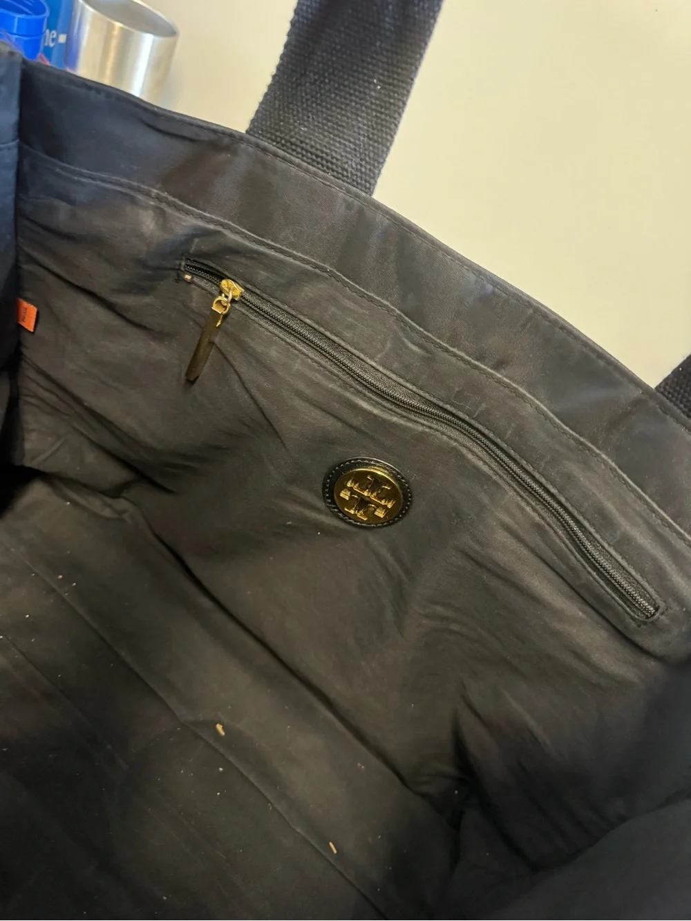 Tory Burch Black Nylon and Leather Logo Tote